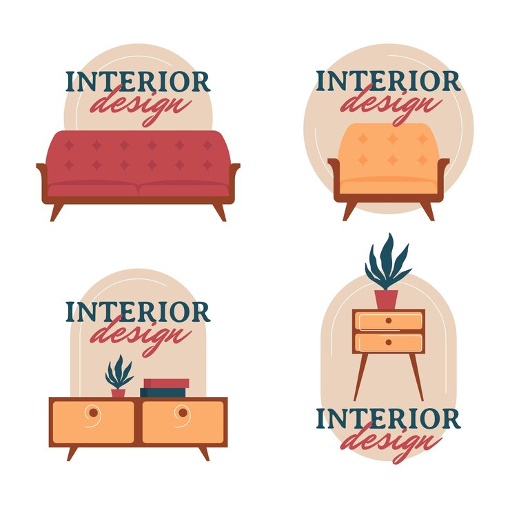 Vector Gratis label desain interior yang digambar tangan