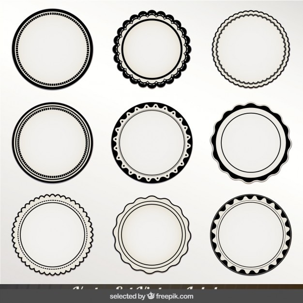 Vector Gratis label melingkar monokrom