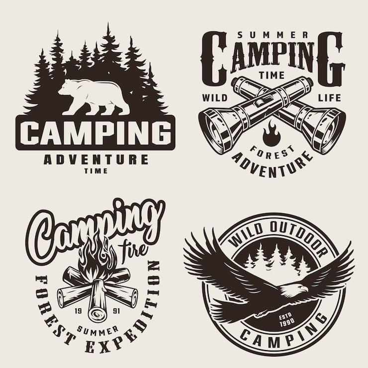 Vector Gratis label perkemahan musim panas vintage