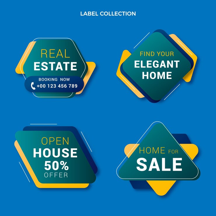 Vector Gratis label real estat gradien