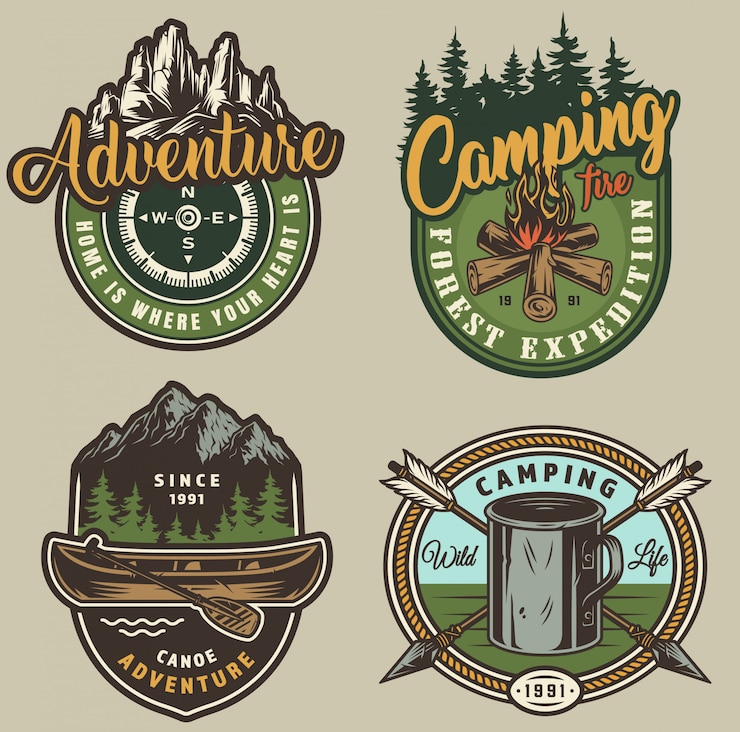 Vector Gratis label rekreasi luar ruangan musim panas vintage