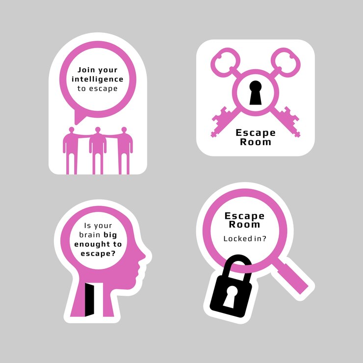 Vector Gratis label ruang pelarian yang digambar tangan