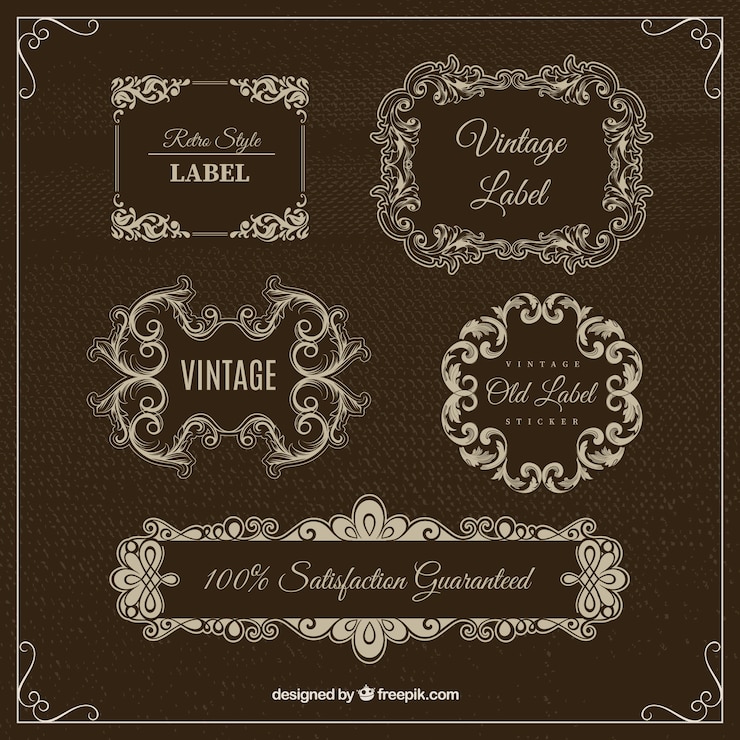 Vector Gratis label vintage ornamen