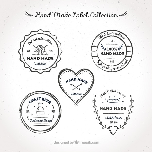 Vector Gratis labels about crafts, hand drawn
