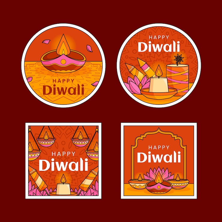 Vector Gratis labels collection for diwali hindu festival celebration