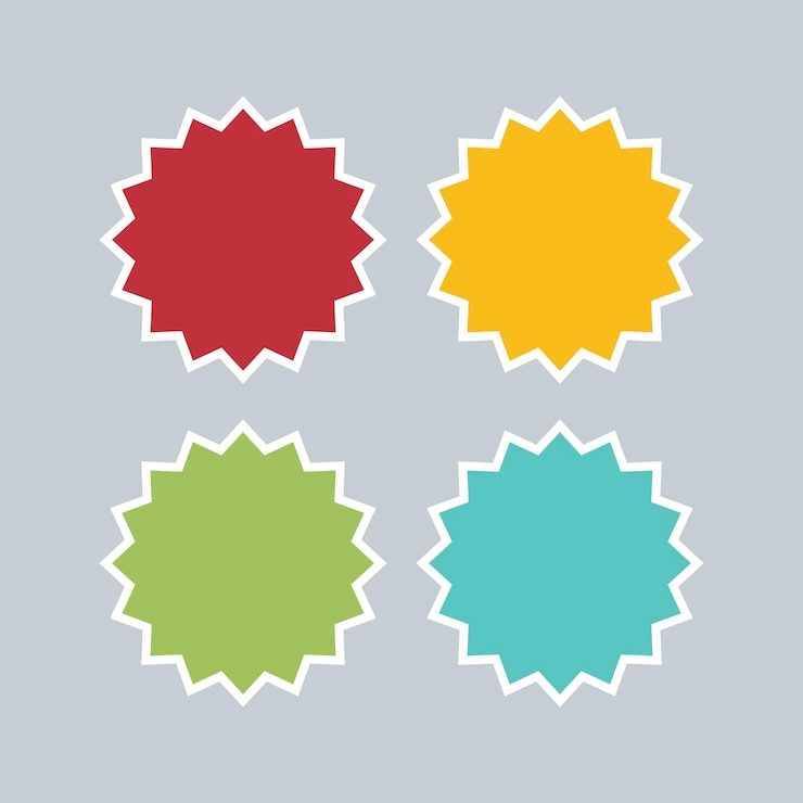 Vector Gratis labels set white border multiple colours