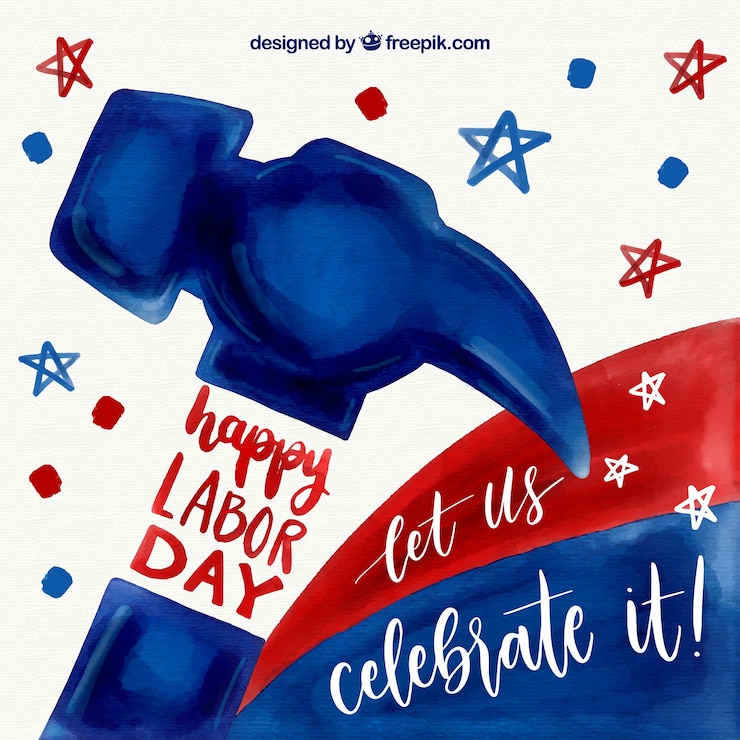 Vector Gratis labor day background with hammer in watercolor style
