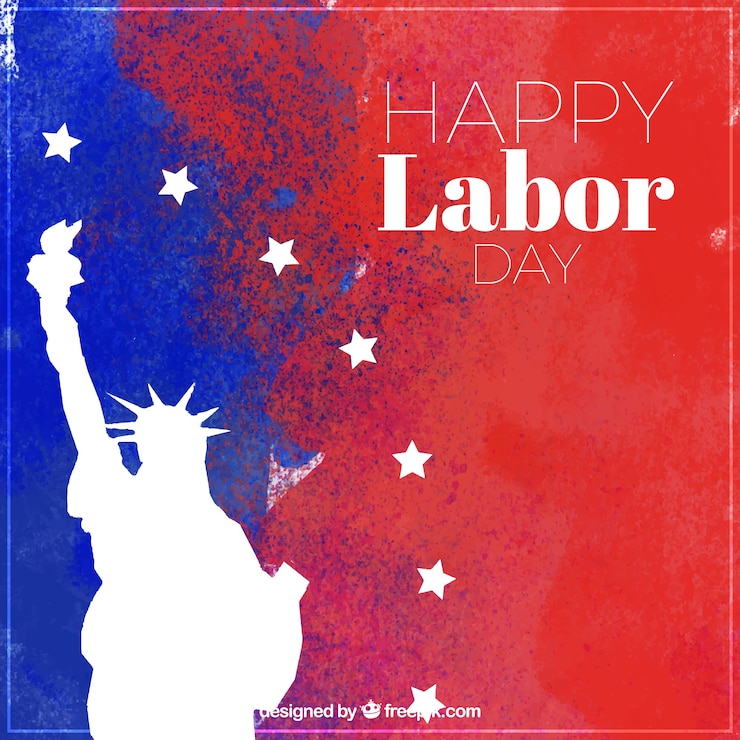 Vector Gratis labor day watercolor background with statue of liberty