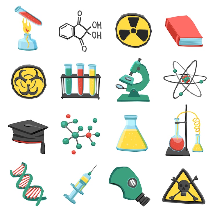 Vector Gratis laboratory chemistry icon set
