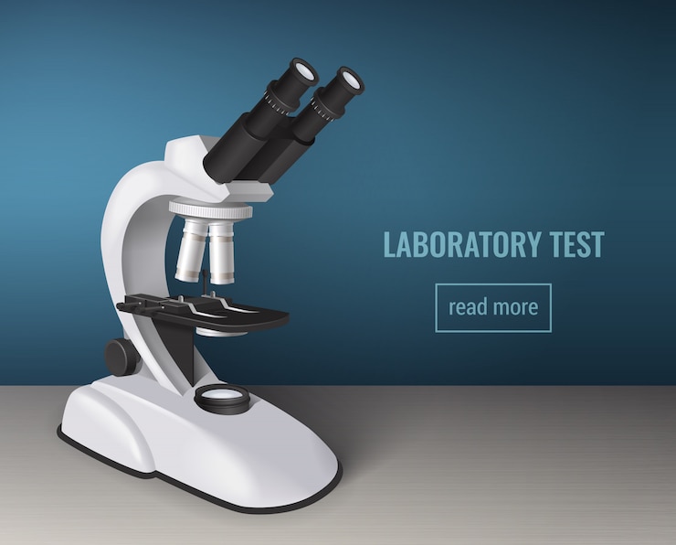 Vector Gratis laboratory test with realistic microscope