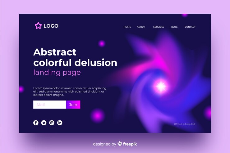 Vector Gratis laman landas delusi penuh warna abstrak