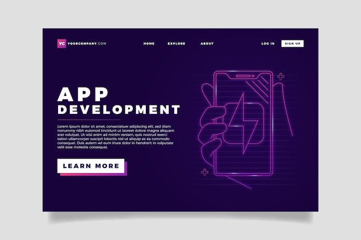 Vector Gratis laman landas ponsel cerdas neon