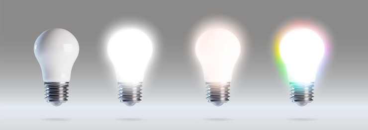 Vector Gratis lampu bohlam led 3d smart cfl dengan suhu cahaya