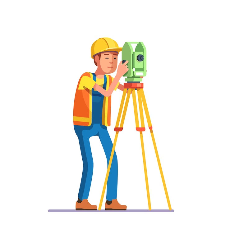 Vector Gratis land survey and civil engineer working