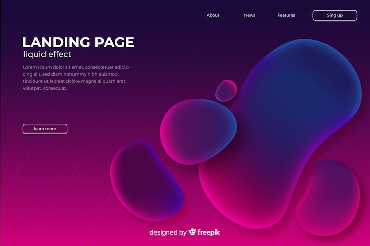 Vector Gratis landing page bentuk cair