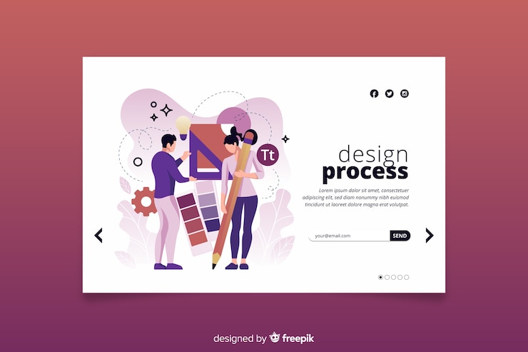 Vector Gratis landing page design process concept