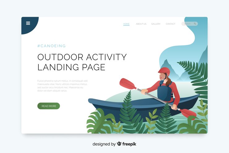 Vector Gratis landing page for outdoor activities 