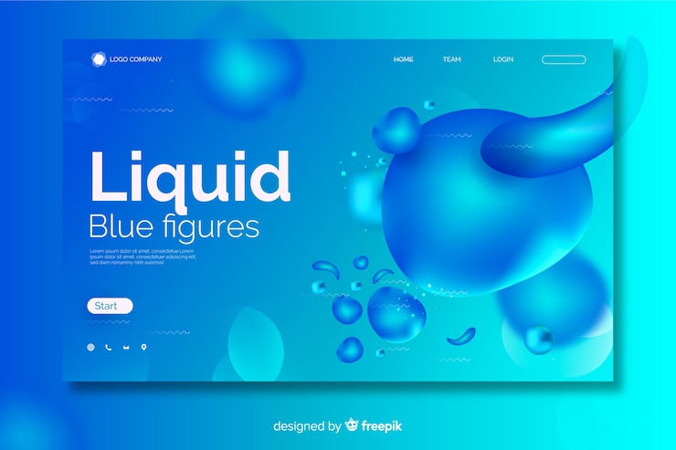 Vector Gratis landing page with liquid bubble shapes