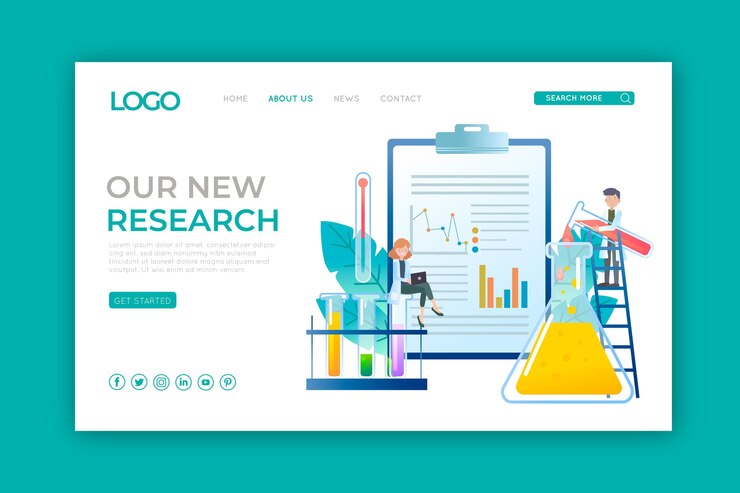 Vector Gratis landing page with scientific research