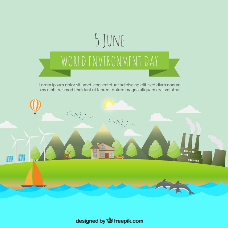 Vector Gratis landscape with renewable energies for world environment day