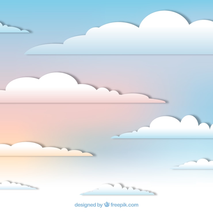 Vector Gratis langit mendung dalam gaya kertas