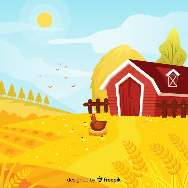 Vector Gratis lanskap pertanian kartun