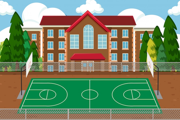 Vector Gratis lapangan olahraga sekolah yang kosong