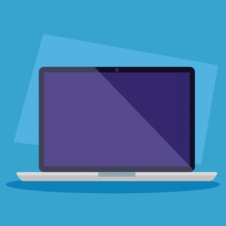 Vector Gratis laptop computer device in blue background