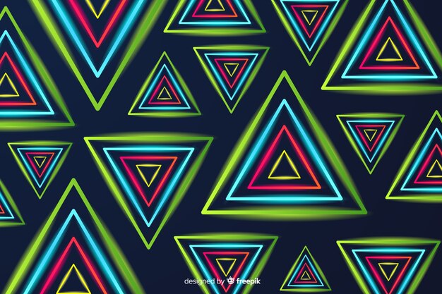 Latar belakang abstrak dengan bentuk neon geometris