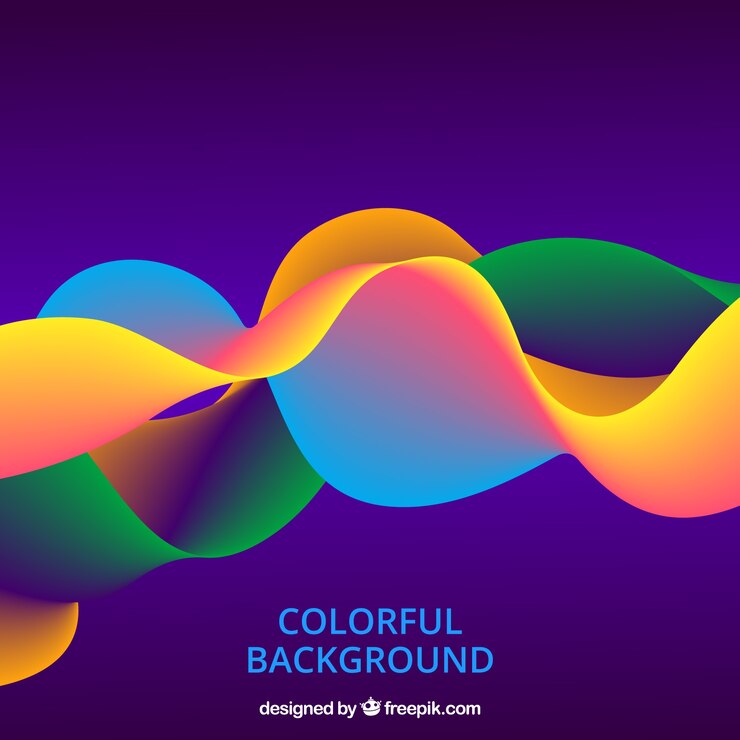 Vector Gratis latar belakang abstrak dengan gelombang warna-warni