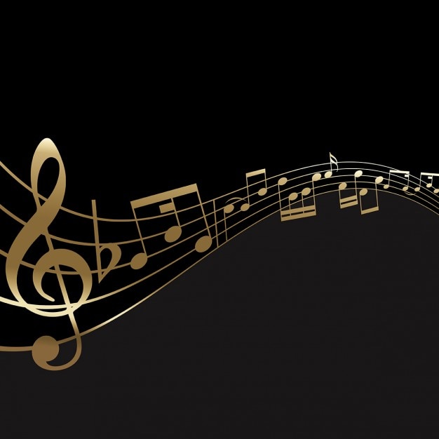 Vector Gratis latar belakang abstrak dengan not musik emas