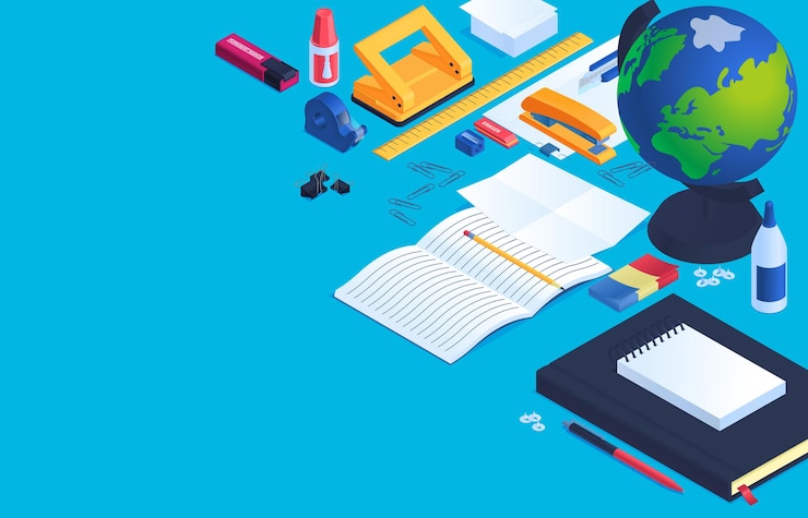 Vector Gratis latar belakang alat tulis kantor dan sekolah