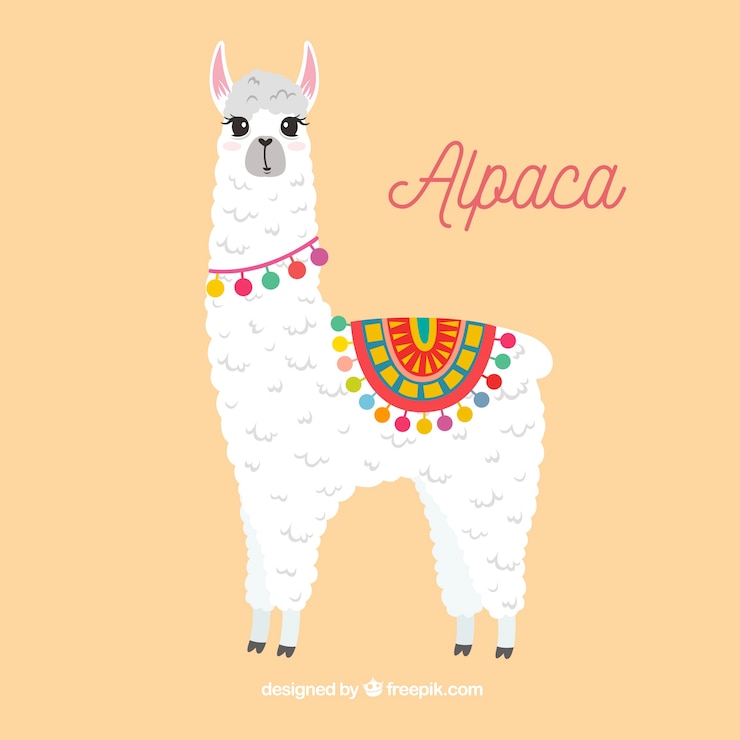 Vector Gratis latar belakang alpaka lucu