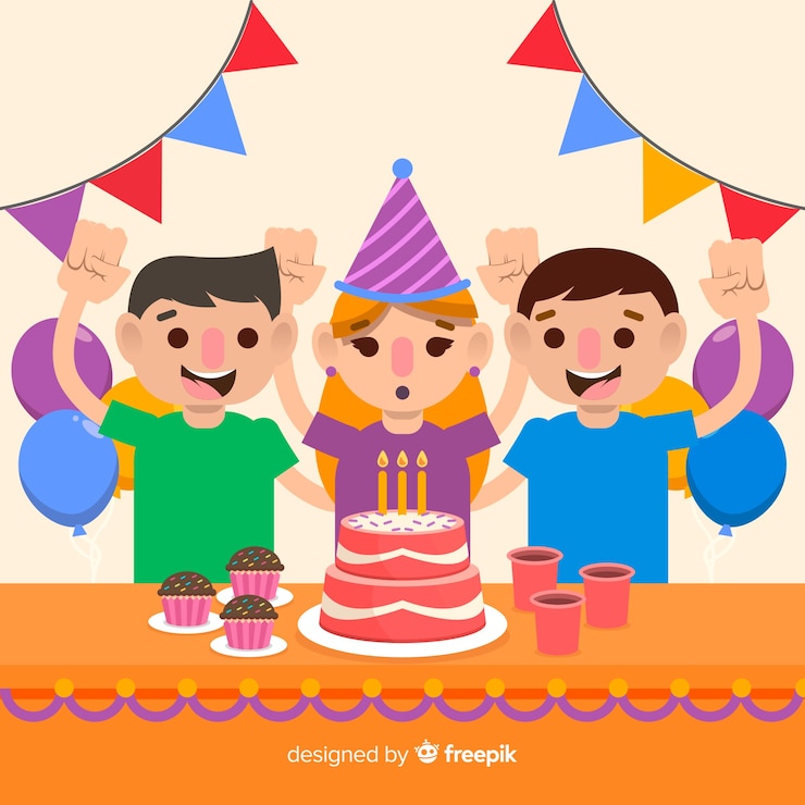 Vector Gratis latar belakang anak-anak ulang tahun datar