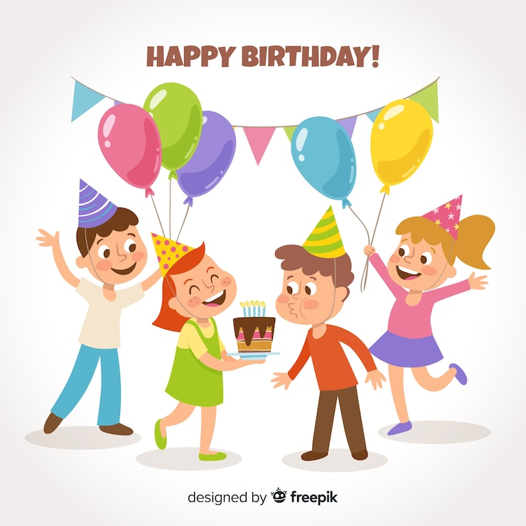 Vector Gratis latar belakang anak-anak ulang tahun datar