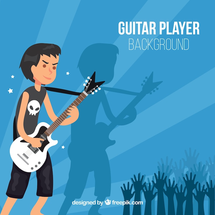 Vector Gratis latar belakang anak rocker dengan gitar