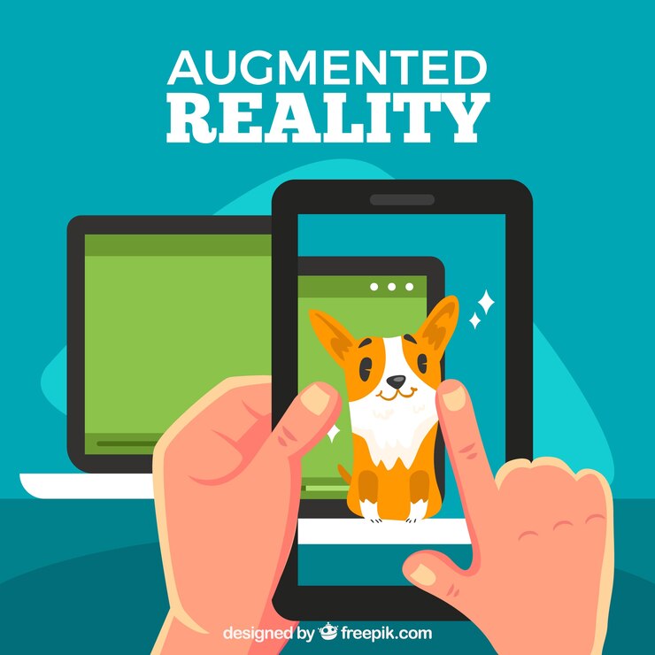 Vector Gratis latar belakang augmented reality dalam gaya datar