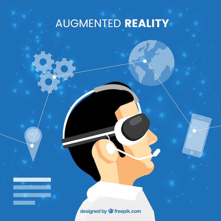 Vector Gratis latar belakang augmented reality dalam gaya datar