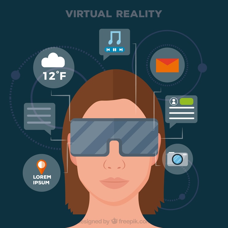 Vector Gratis latar belakang augmented reality dalam gaya datar