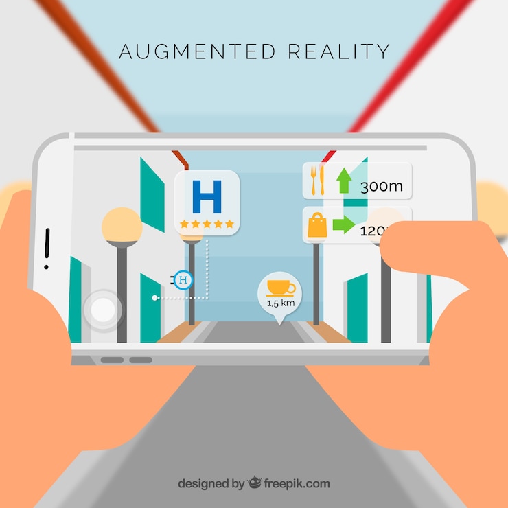Vector Gratis latar belakang augmented reality dalam gaya datar
