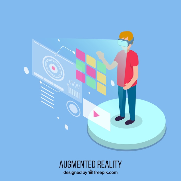 Vector Gratis latar belakang augmented reality dalam gaya isometrik