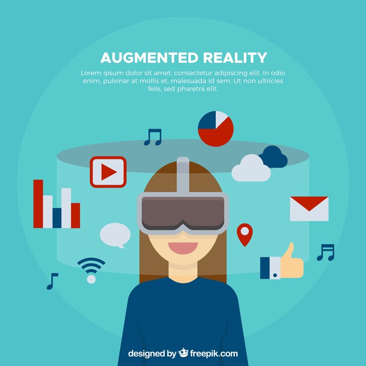Vector Gratis latar belakang augmented reality dengan perangkat