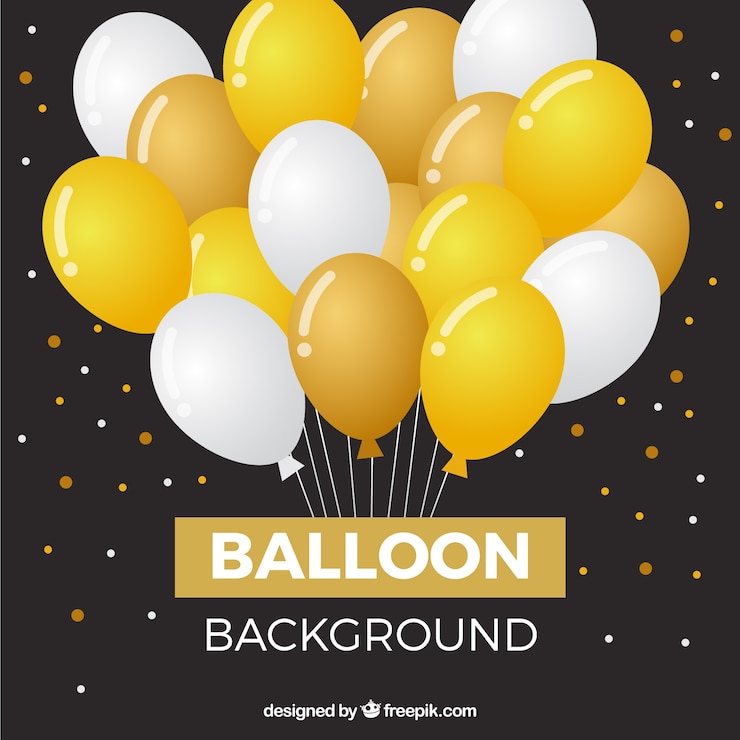 Vector Gratis latar belakang balon emas dan putih untuk merayakan