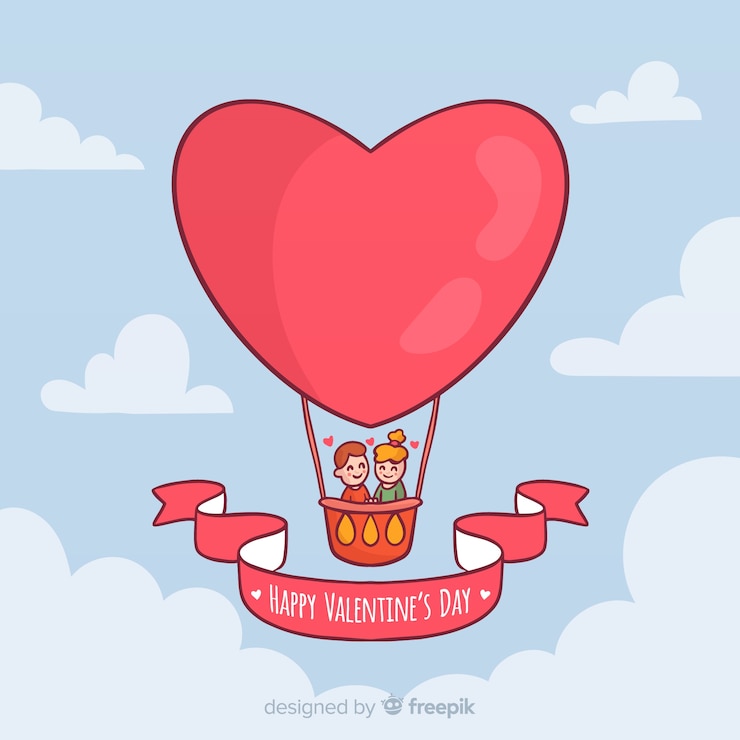 Vector Gratis latar belakang balon udara panas hati