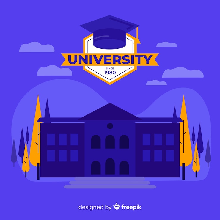 Vector Gratis latar belakang bangunan universitas datar