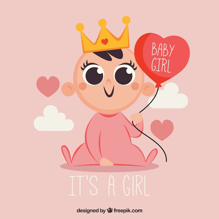 Vector Gratis latar belakang bayi perempuan lucu dalam gaya datar