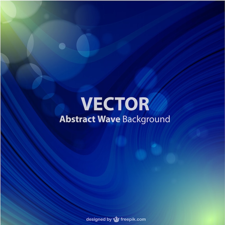 Vector Gratis latar belakang bergelombang biru dengan efek bokeh