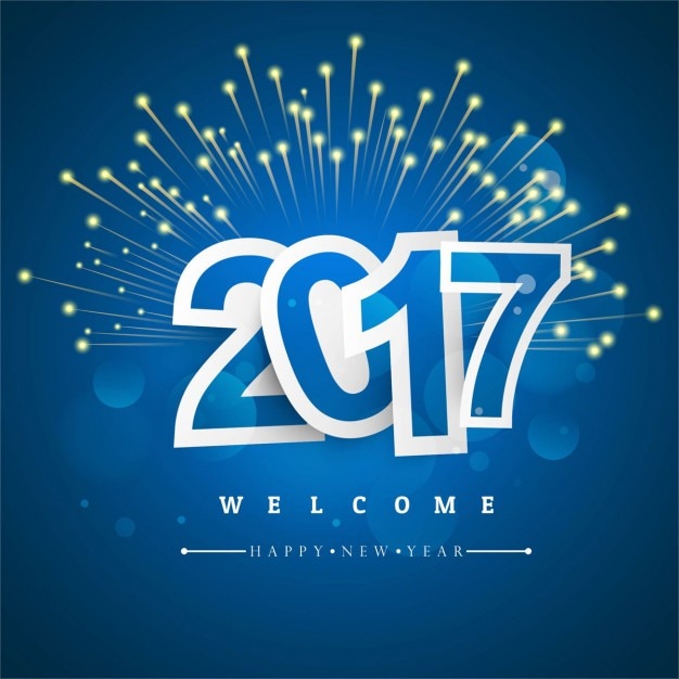 Vector Gratis latar belakang biru tua dengan kembang api untuk tahun baru