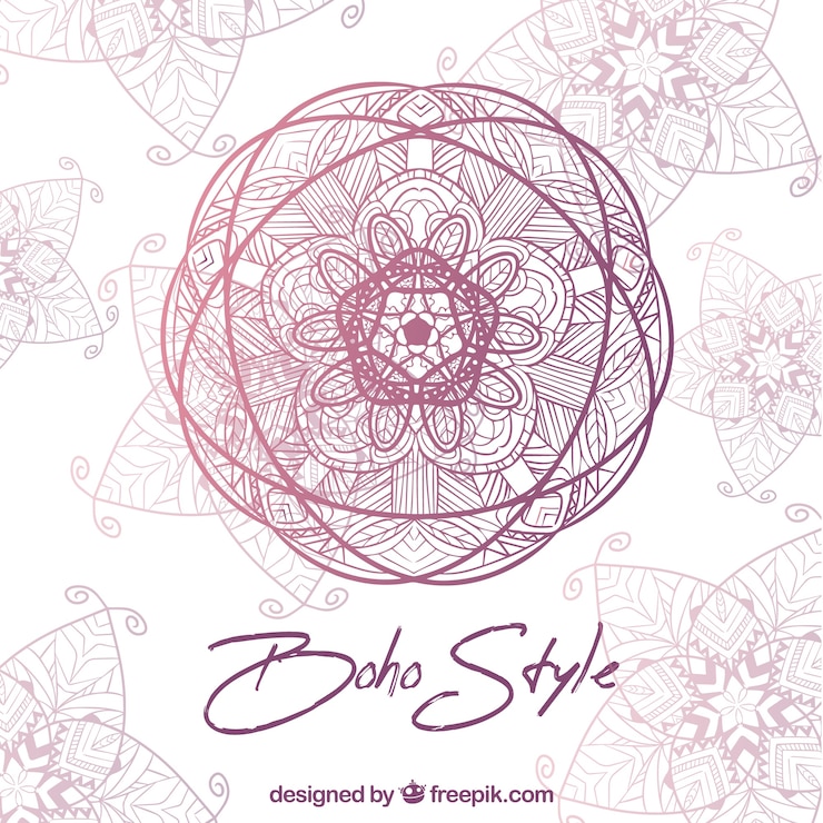 Vector Gratis latar belakang boho dengan gaya digambar tangan