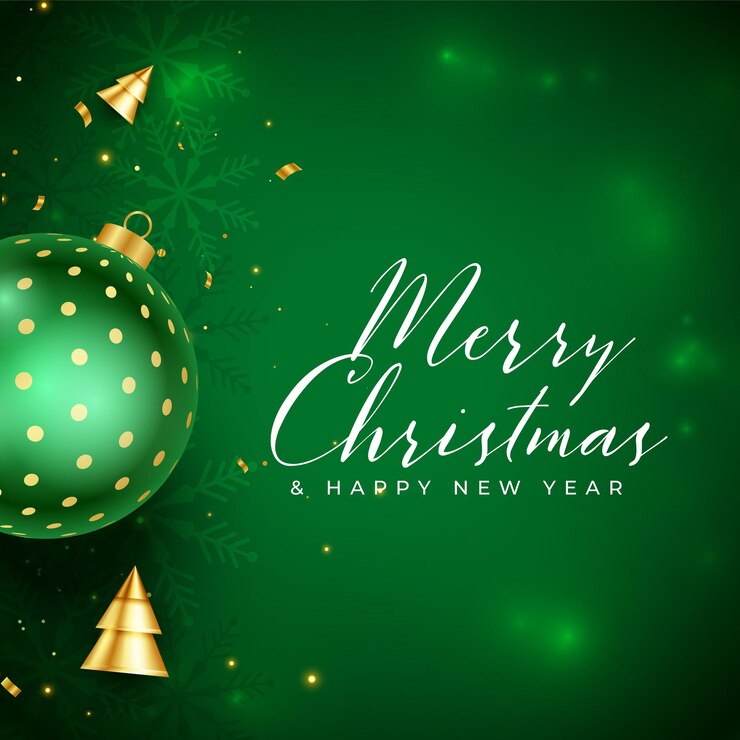 Vector Gratis latar belakang bola natal hijau cerah yang realistis